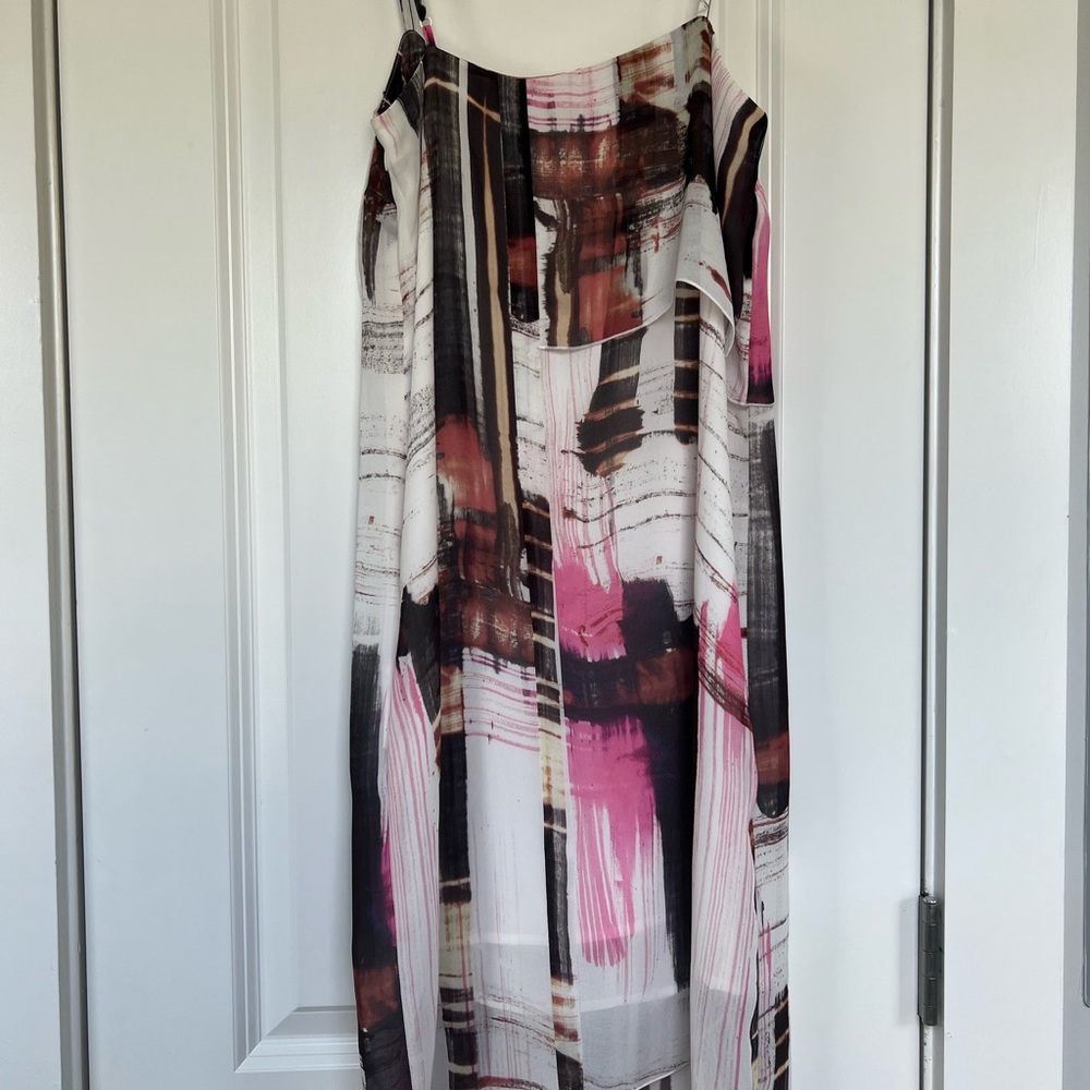 Worn once! French Connection Pink Multi- Colored Midi Dress